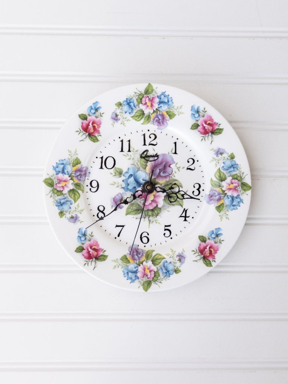 Vintage Floral Bone China Plate Wall Clock English